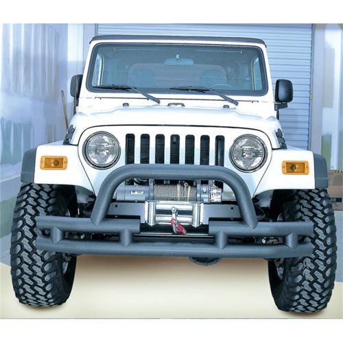 FRONT TUBE BUMPER WITH WINCH CUT OUT BLACK TEXTURED 7606 JEEP CJ WRANGLER/UN
